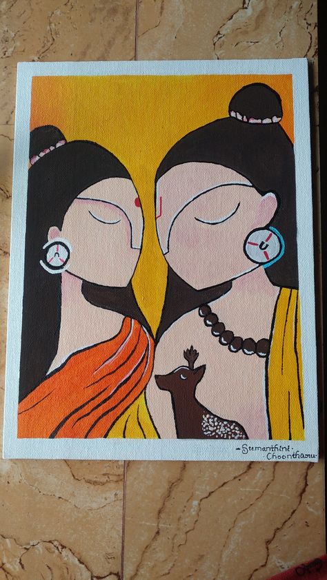 Diwali Related Paintings, Madhubani Art Easy And Simple, Rajasthani Art Design Easy, Diwali Acrylic Painting, Rajasthani Painting Easy, Diwali Canvas Painting, Glass Painting Designs Acrylic, Ram Canvas Painting, Rajasthani Canvas Painting