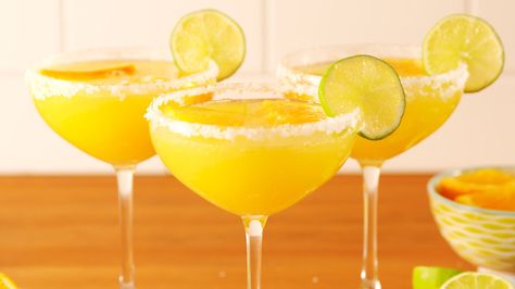 Mimosa Margaritas  - Delish.com Bartender 101, Champagne Cocktail Recipes, Champagne Recipes Cocktails, Frozen Cocktail, Specialty Drinks, Mimosa Recipe, Boozy Brunch, Fresh Fruit Salad, Drink Mixes