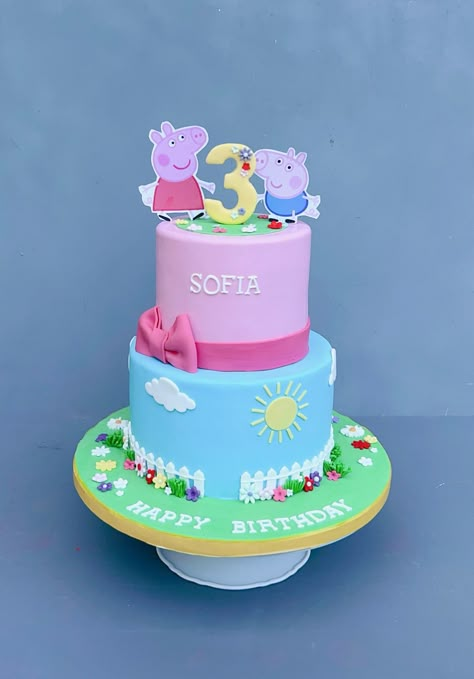 Pepa Pig Birthday Cake, Paw Patrol Marshall Cake, Tortas Peppa Pig, Bon Voyage Cake, Bolo Da Peppa Pig, Peppa Pig Birthday Cake, Pig Birthday Cakes, Paw Patrol Marshall, Peppa Pig Cake