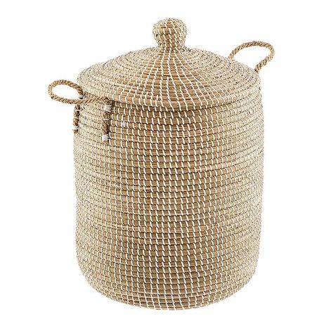 White Seagrass Hamper with Lid | The Container Store Bathroom Hampers, Hamper With Lid, Laundry Hamper With Lid, Laundry Hampers, Lidded Baskets, Clothes Hamper, The Container Store, Serena & Lily, Container Store