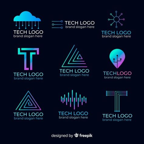 Coding Logo, Technology Design Graphic, Education Logo Design, Lab Logo, Logo Design Set, Tech Logo, Tech Branding, Tech Company, Education Logo