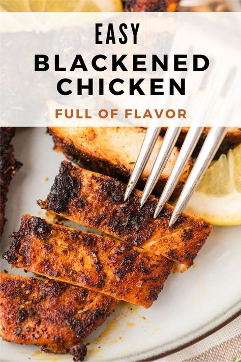 This blackened chicken recipe is surprisingly easy and so much more flavorful than your everyday chicken breast dinner—and unlike other blackened chicken recipes, there’s no oven time needed! Blackened Chicken Oven, Blackened Chicken Recipes, Blackened Chicken Recipe, Blackened Chicken, Oven Chicken, Chicken Bites, Spicy Chicken, Boneless Skinless Chicken Breast, Skinless Chicken Breast