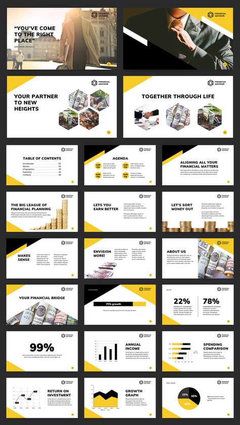 Financial Advisor PowerPoint Presentation Template. 50+ Unique Eye-catching Slide Financial Powerpoint Design, Financial Presentation Design, Modern Powerpoint Design, Effective Powerpoint Presentations, Project Powerpoint, Math Powerpoint, Ppt Ideas, Travel Advertising Design, Analytics Design