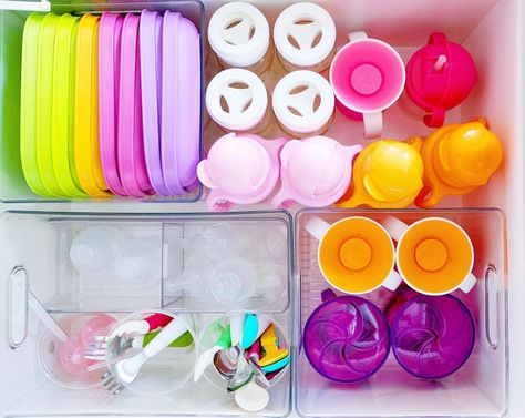 Kid's cups and plates create endless clutter, so organizing them in a drawer or cabinet will save your sanity! Pare down to only what you… Toddler Dishes Organization, Kid Organization, Organizations Ideas, Kids Drawer, Cupboard Organization, Dish Organization, Cups And Plates, Toddler Organization, Toddler Plates