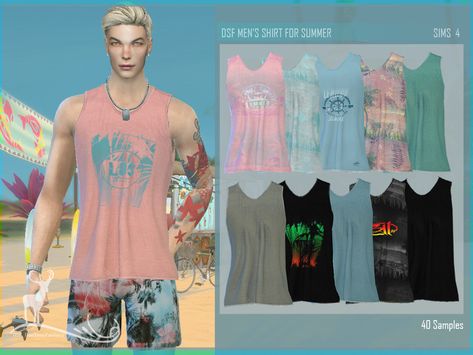 The Sims Resource - MEN'S SHIRT FOR SUMMER Sims 4 Mac, Mint Green Outfits, Sims 4 Male Clothes, Male Shirt, Surfer Boy, Sims 4 Game Mods, Tumblr Sims 4, Male Clothing, Mens Summer Outfits