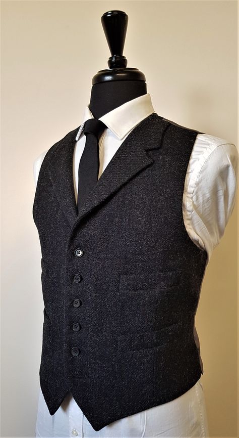 1940s Style 3 Piece Suit in Charcoal Shetland Tweed — TWEED ADDICT Mens Waist Coat, Mens Tweed Vest, Groom Suit Grey, Tweed Men, Tweed Waistcoat, Mens Waistcoat, Tweed Vest, Mens Suit Vest, 1940s Style