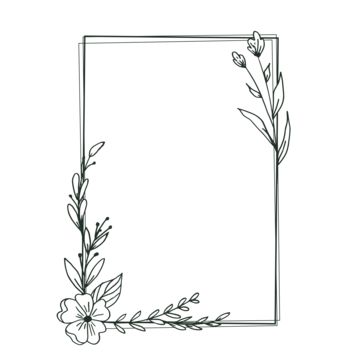 Floral Border Design Frames Hand Drawn, Border Page Design, Page Corner Designs, Border Illustrations, Borderline Design, Ornate Wedding, Border Transparent, Border Illustration, Square Drawing