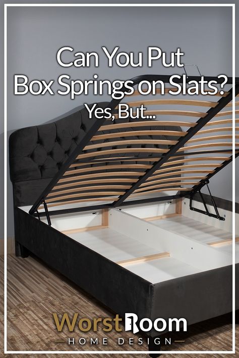 Can You Put a Box Spring on Slats? Yes, But... King Bed With Box Spring, Platform Bed With Box Spring, Bed Frame With Box Spring, Ikea Metal Bed Frame, Ikea Metal Bed, Bed With Box Spring, Bed For Girls Room, Boxspring Bed, Bed In Corner