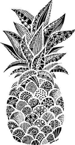 Pineapple Mandala, Tropical Tattoo, Shell Drawing, Pineapple Tattoo, Ink Pen Art, Fabric Painting On Clothes, Drawing Stencils, Zentangle Drawings, Sketchbook Ideas