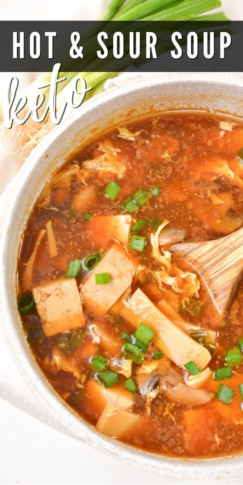 Sweet And Sour Soup, Stylish Cravings, Hot Sour Soup, Red Juice, Low Carb Noodles, Keto Soups, Tofu Soup, Hot And Sour Soup, Spicy Soup