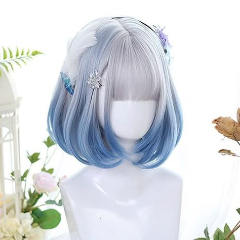 Κούρεμα Bob, Kawaii Wigs, Blue Black Hair, Pelo Anime, Wigs Cosplay, Anime Wigs, Blue Wig, Cosplay Hair, Kawaii Hairstyles