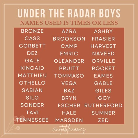 I love a rare and under the radar name. I dig and dig through the data to find treasure troves of hidden gems to share with you. I could spend hours upon hours digging (and quite honestly, I do) and be content. These boy names were used in the USA 15 times or less in 2023, making them very rare -- but not too weird if at least a handful of other families are using them too. Some names are old school faves that just haven't had their revival yet, others are more modern picks that stay inconspi... Good Last Names, Baby Unique Names, Names For Books, Sims Names, Aesthetic Name, Weird Names, Character Name Ideas, Bakugan Battle Brawlers, Barbie Things