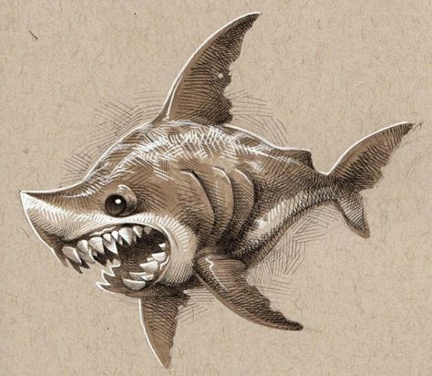 Kevin Keele Art, Kevin Keele, Animal Sketchbook, Fantasy Sketches, Traditional Viking Tattoos, Cartoon Paintings, Sepia Art, Funny Fish, Animal Caricature