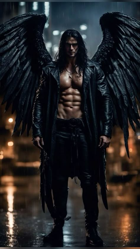 Angel Warrior Male, Male Fallen Angel, Winged Man, Male Angels, Male Angel, Character Inspiration Male, Angel Warrior, Ange Demon, Romance Art