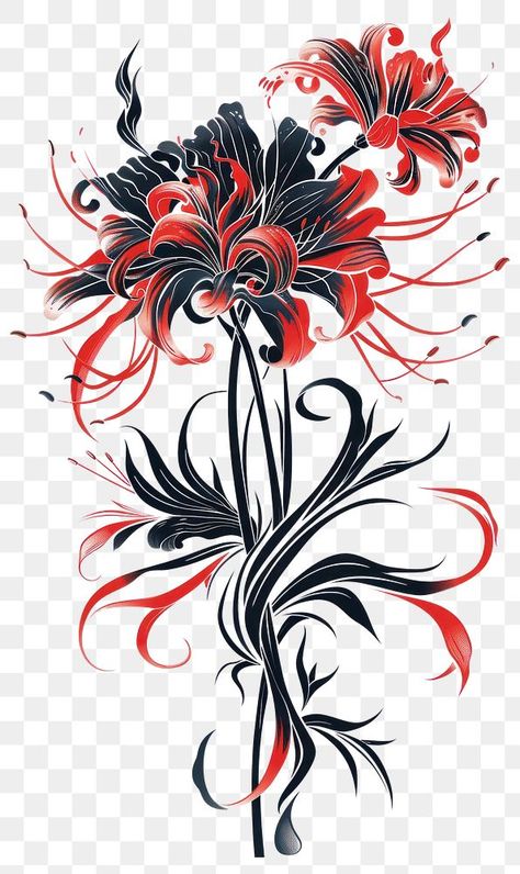 White Spider Lily Tattoo, Lily Spider Tattoo, Spider Lilly Flowers, Spider Lilly Tatoos Tokyo Ghoul, Spider Lilly Tatoos Black, Red And Blue Spider Lily Tattoo, Spider Lily Art, Japanese Spider Lily, Red Spider Lily Sketch