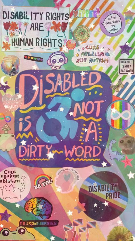 happy disabled pride month guys! sorry it’s a day late. inspired by @tismpebbles #disabled #disabilitypride #disabilityvisibility #disabilitypridemonth Word Cat, Spoonie Life, Mobility Aids, I Dont Have Friends, Invisible Illness, Pride Month, Mental Health Matters, Chronic Illness, Chronic Pain