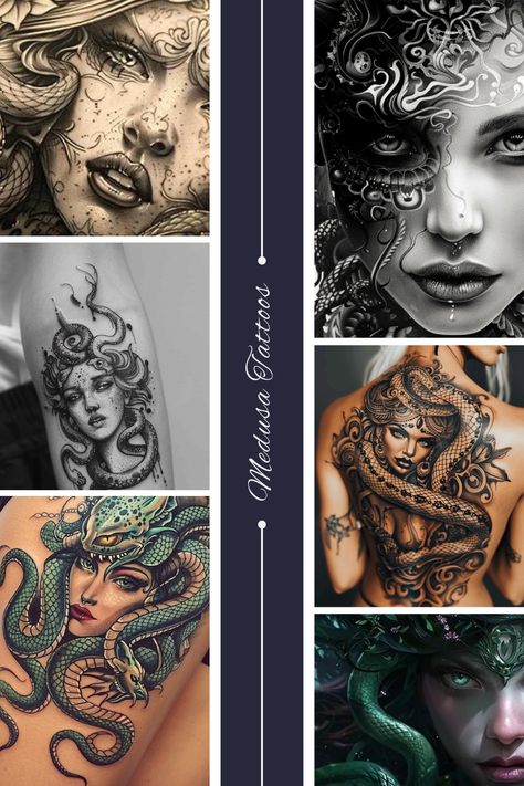 Medusa tattoos, a figure from ancient Greek mythology, has fascinated artists, storytellers, and historians for centuries. Known for her hair of living, venomous snakes and a gaze that could turn onlookers to stone, Medusa embodies a complex blend of beauty, power, and tragedy. Medusa Tattoo Thigh, Feminine Medusa Tattoo, Medusa Tattoo Color, Medusa Color Tattoo, Masculine Medusa Tattoo, Gothic Medusa Tattoo Design, Medusa Survivor Tattoo, Medusa Tattoo Symbolism, Goth Medusa Tattoo