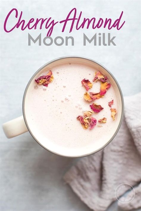 Moon Milk Recipe, Moon Milk, Resep Smoothie, Tart Cherry Juice, Full Recipes, Cherry Almond, Dinner Easy, Cherry Juice, Milk Honey