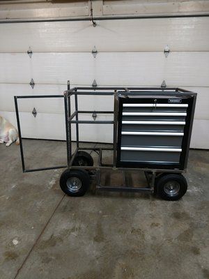 Pit Cart Ideas, Tool Cart Ideas, Welding Cart Plans, Pit Cart, Custom Tool Boxes, Welding Shop, Welding Cart, Metal Fab, Tool Cart