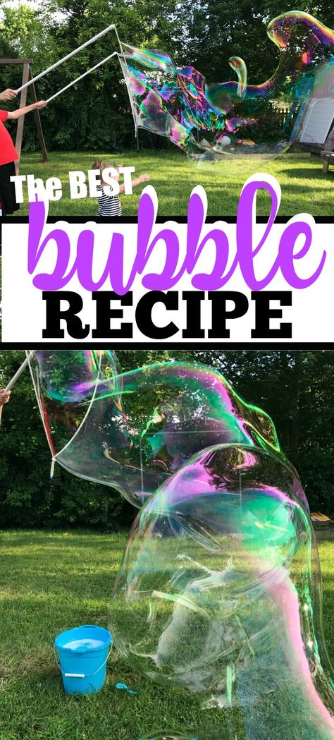 Giant Bubble Recipe, Homemade Bubble Solution, Bubble Activities, Bubble Recipe, Kid Summer, Happy Hooligans, Bubble Solution, Homemade Bubbles, Giant Bubbles