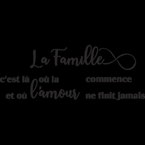 Personnalisez votre Sticker Citation La Famille en choisissant sa taille. Autocollant haute qualité, fabrication française, pour coller sur tous supports. Phrase Disney, Jolie Citation, Cadre Famille Cricut Maker