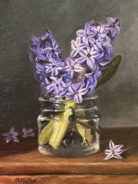 Hyacinth Painting, Apollo And Hyacinth, Small Purple Flowers, Purple Painting, Purple Themes, Purple Art, Realism Art, Aesthetic Painting, Amazing Art Painting