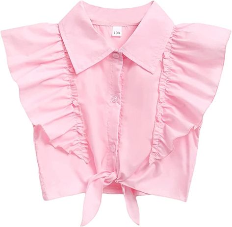 Amazon.com: SOLY HUX Toddler Girls Blouses Cute Summer Crop Tops Ruffle Tie Knot Sleeveless Shirts Baby Pink 90: Clothing, Shoes & Jewelry Toddler Cowgirl, T Shirt Knot, Tie Up Shirt, T Shirt Crop Top, Sleeveless Shirts, Crop Top Casual, Summer Crop Tops, Girls Blouse