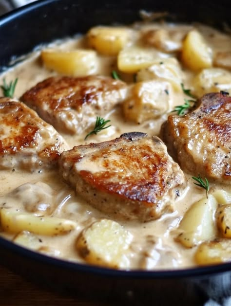 Creamy Pork Chops and Potatoes 2 Dinner Recipes With Pork Chops, Creamy Pork Chops And Potatoes, Recipes Using Pork Chops, Creamy Pork Chops, Pork Chop Dishes, Recipes Using Pork, Pork Sirloin, Pork Chops And Potatoes, Tender Pork Chops