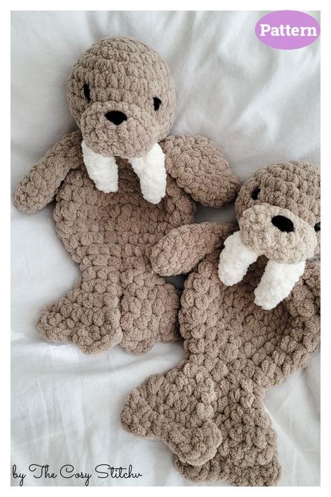 Waltie the Walrus Snuggler Crochet Pattern Snuggler Crochet Pattern, Crochet Stuffy, Georgia Flower, Baby Walrus, Lovey Crochet, Crochet Coasters Free Pattern, Crochet Home Decor, Ocean Theme, Crochet Cardigan Pattern