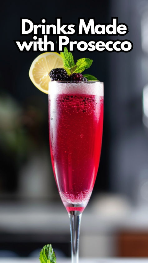 Drinks Made with Prosecco Prosecco Cocktails Easy, Prosecco Cocktail Recipes, Prosecco Drinks, Easy Cocktail Recipes, Chocolate Cocktails, Prosecco Cocktails, Alcohol Drinks, Raspberry Lemonade, Easy Cocktails