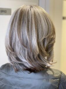 Hair Colors For Turning Grey, Gray Hair Over 50 Medium Lengths, Gray Hair With Silver Highlights, Gray Transition Hair Highlights Blonde, Brown Going Grey Hair, Transition From Dark To Grey Hair, Blondish Gray Hair Color, Transition To Gray Hair From Brown, Blonde To Grey Transition Short Hair