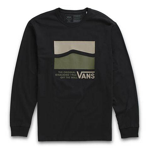 Off The Wall Sidestripe Long Sleeve Tee | Shop Mens T-Shirts At Vans Black Long Sleeve Tee, White Long Sleeve Tee, Vans Shirt, Vans T Shirt, Layered T Shirt, Stripe Tee, Striped Long Sleeve Tee, Stripe Long Sleeve, Men's Vans