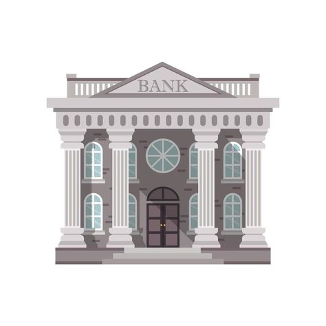 Bank Building on White Illustration Building, Bank Building, Illustration Advertisement, Building Images, Ad Illustration, Banks Building, Building Illustration, Art Templates, Image Bank