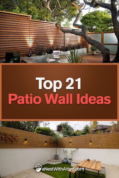 Explore the top 21 patio wall ideas. Personalize your patio with flair. Backyard Walls Ideas, Patio Wooden Wall, Garden Back Wall Ideas, Outside Accent Wall Patio, Outdoor Patio Walls Ideas, Outdoor Deck Wall Ideas, Patio Stone Wall Ideas, Wall Patio Decor Outdoor, Decking Wall Ideas