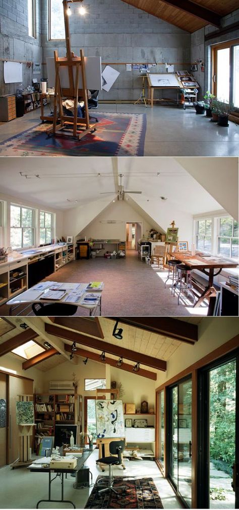 Art Studio Space, Art Studio Design, Deco Studio, Japanese Interior Design, Artistic Space, Studio Organization, Dream Studio, Attic Rooms, Studio Room