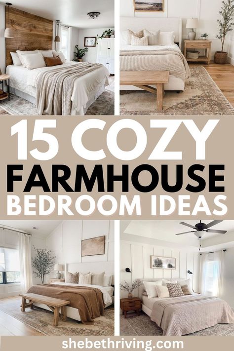 17 Insanely Cozy Farmhouse Bedroom Ideas To Recreate Modern Farmhouse Bedding With Grey Walls, Cozy Farmhouse Beds, Small Farmhouse Bedroom Ideas Simple, Bedroom Ideas Farmhouse Modern, Boho Chic Farmhouse Bedroom, Farmhouse Gray Bedroom, Modern European Farmhouse Bedroom, Joanna Gaines Master Bedrooms Decor, Farm House Bedding