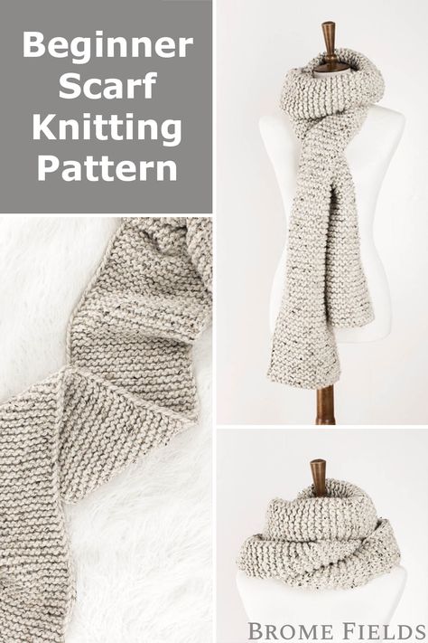 Knitting for Beginners Scarf Pattern Free : Brome Fields Simple Scarf Knitting Pattern Free, Beginner Scarf Knitting Pattern, Easy Knit Scarf Patterns Free, Scarf Knitting Patterns For Beginners, How To Knit A Scarf, Easy Scarf Knitting Patterns Free, Scarf Knitting Patterns Free, Garter Stitch Scarf Pattern, Chunky Scarf Knitting Pattern