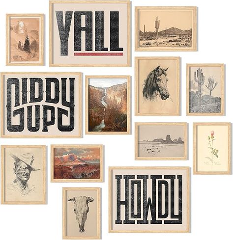 Southwest Art Paintings, Cowboy Room, Cowboy Nursery, Western Nursery, Western Room, Western Wall Decor, Western Bedroom Decor, Collage Mural, Western Bohemian