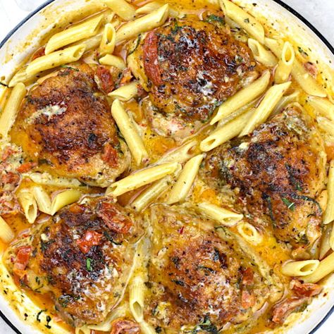 Chicken Thighs Pasta, Marry Me Chicken Pasta, Chicken Breast Dishes, Bone In Chicken, Marry Me Chicken, Chicken Recipies, Meat Pasta, Yummy Meals, Mediterranean Food