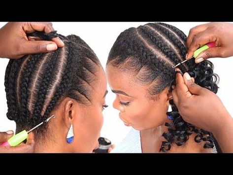 Cornrow With Crochet Hairstyles, Afro Twist Crochet Hairstyles, Braids For Crochet Hair, How To Braid Hair For Crochet Braids, Cornrow And Crochet Hairstyles, Easy Diy Crochet Hairstyles, Quick And Easy Crochet Hairstyles, How To Style Crochet Hair, Crocheting Hairstyles