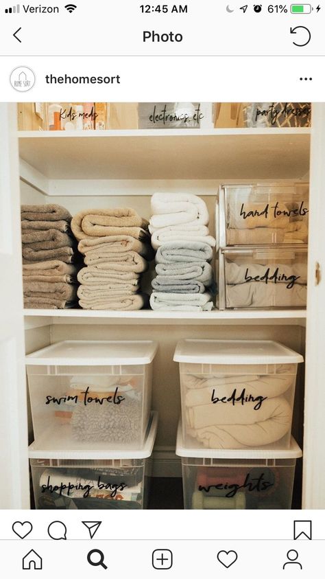 Cupboard Organisation, Hall Closet Organization, Ideas For Bathrooms, Airing Cupboard, Closet Clutter, Linen Cupboard, Linen Closet Organization, Hall Closet, Ikea Storage