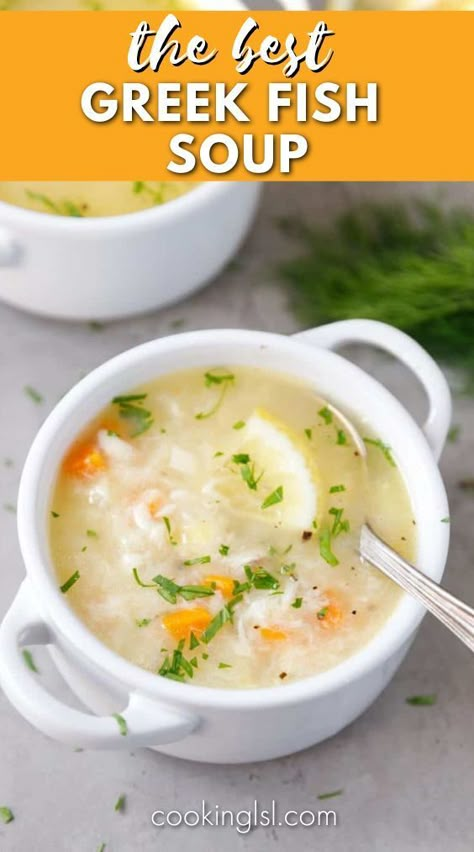 Fish Soup Recipe Seafood, Cod Soup Recipes Healthy, Greek Fish Soup Recipe, Shrimp And Fish Soup, Fish Stock Soup, Fish Broth Soup, Flounder Soup Recipes, Japanese Fish Soup, White Fish Soup Recipe