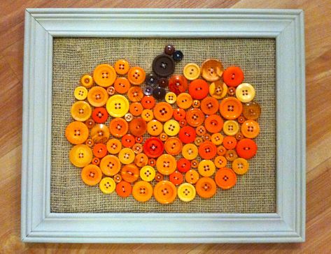 A Button Pumpkin Frame - Scrapbook.com Paint Craft Ideas For Adults, Crafts With Buttons, Button Pumpkin, Vintage Buttons Crafts, Frame Scrapbook, September Crafts, Buttons Crafts, Button Creations, Adult Party Themes