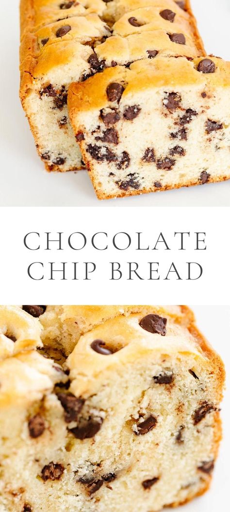 Types Of Breads Desserts, Brownie Bread I Am Baker, Chocolate Chip Muffin Bread, Choc Chip Loaf Cake, Baked Goods Recipes Breakfast, Vegan Chocolate Chip Loaf, Cake In Bread Pan, Chocolate Chip Breakfast Bread, Chocolate Chip Quick Bread Recipes