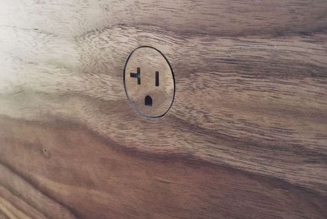 Bocci 22 on Instagram: “Hidden in plain sight // Bocci 22 alternate 20A outlet with a custom walnut veneer // #bocci22” Bocci Outlet, Hidden Electrical Outlets, Hidden Outlets, Floor Outlet, Hidden In Plain Sight, Electrical Outlets, Walnut Veneer, Wood Cabinets, Office Design