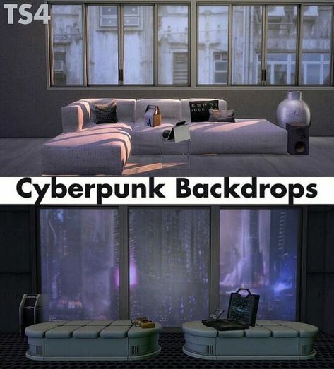 Wow! Check out this Cyberpunk Backdrops At Riekus13 Sims 4 CC! Build / Walls / Floors: Cyberpunk Backdrops – Riekus13. Recolors of RachelsSimsStuff’s conversion of Ohbehave’s big scenic backdrop. Single, double and 3 wide. (Mesh included). #sims #sims4 #sims4cc #gaming Sims 4 Cc Build Buy, Sims 4 Cyberpunk, Cyberpunk House, Sims Maxis Match, Cyberpunk Room, Sims 4 Cc Build, Blender Scenes, Sims Download, Cc Furniture