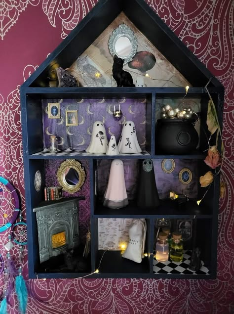 Goth Dollhouse Diy, Goth Craft Room, Whimsigoth Decor Diy, Gothic Craft Room, Goth Craft Ideas, Diy Whimsigoth Decor, Whimsigoth Crafts, Goth Diy Crafts, Whimsigoth Diy