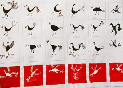 Birds in warli art Warli Paintings, Warli Painting, Warli Art, Art Attack, Doodles, Birds, Paintings, Wall Art, Wall