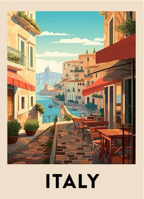 Italia Aesthetic, Bar Posters, Rome Trip, Italy Holiday, Italy Art Print, Doodle Print, Vintage Postcards Travel, Italian Posters, Italy Poster