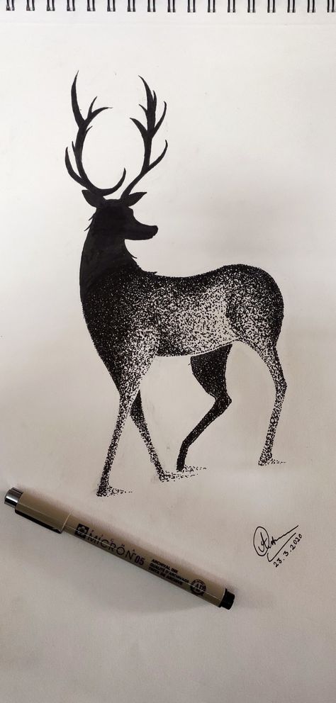 Dot Art With Black Pen, Pencil Dot Art, Dot Painting Black And White, Simple Stippling Art, Pen Dot Art Simple, Stripling Art Drawing, Black And White Dot Art, Dot Art Sketch, Stippling Art Animals